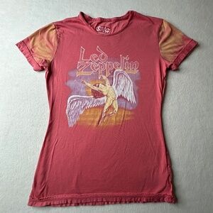 Stag Led Zeppelin Womens Concert Graphic T Shirt Small Tie Dye Re Pink Small